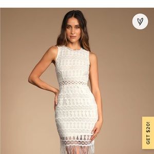 Lulus crochet sleeveless white dress